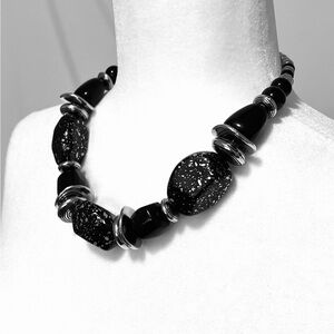 Earring & Necklace Set NWT Midnight Black and Silver